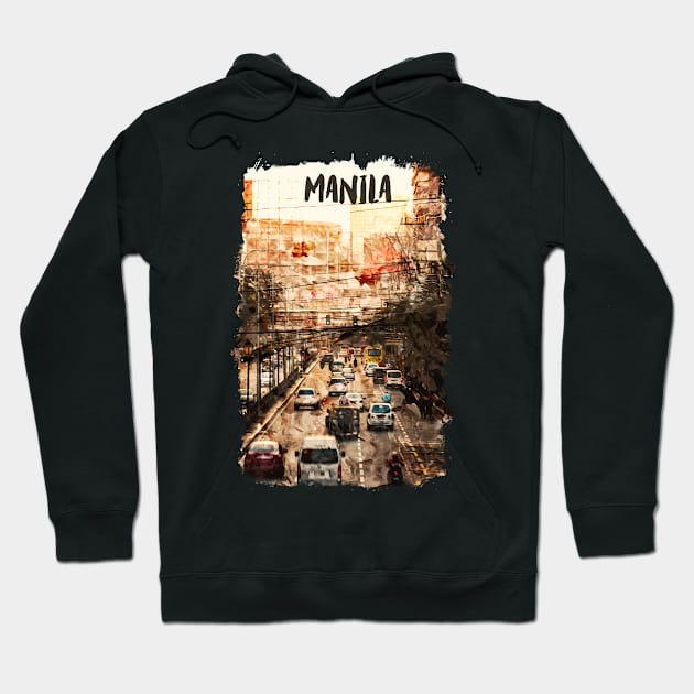 Manila Philippines city watercolor Hoodie by NeedsFulfilled